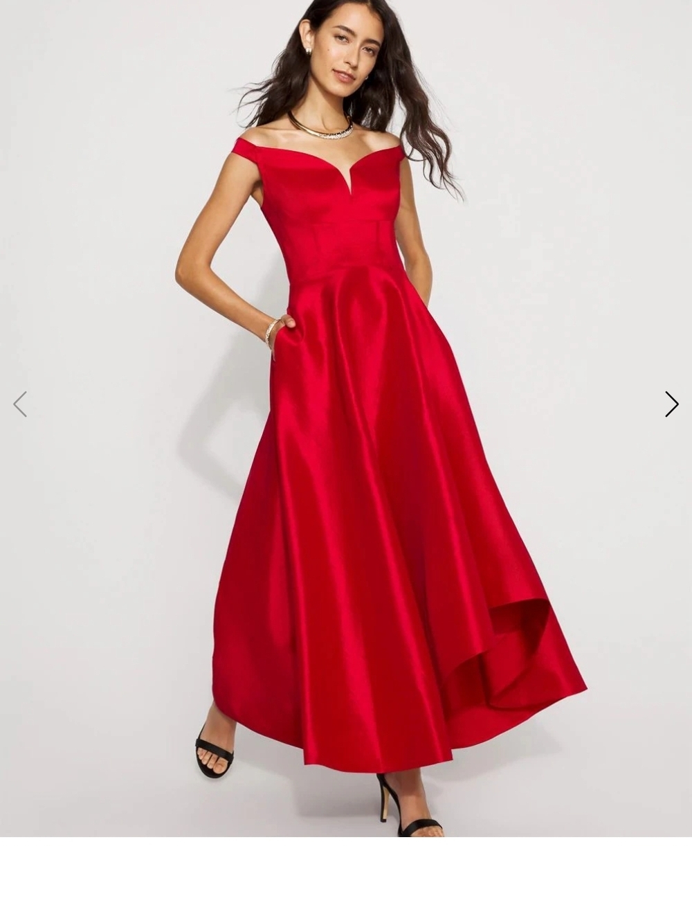 White House Black Market Red Off-the-Shoulder High-Low Formal Dress